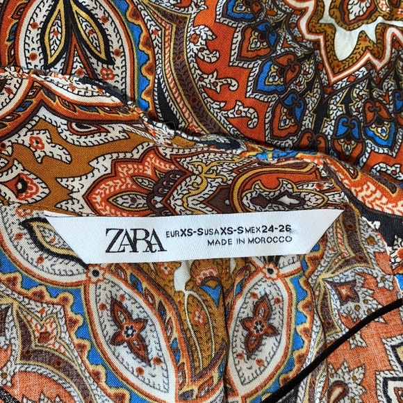 Zara Bohemian Print Side Slit V-Neck Maxi Dress Tunic - Picture 11 of 12